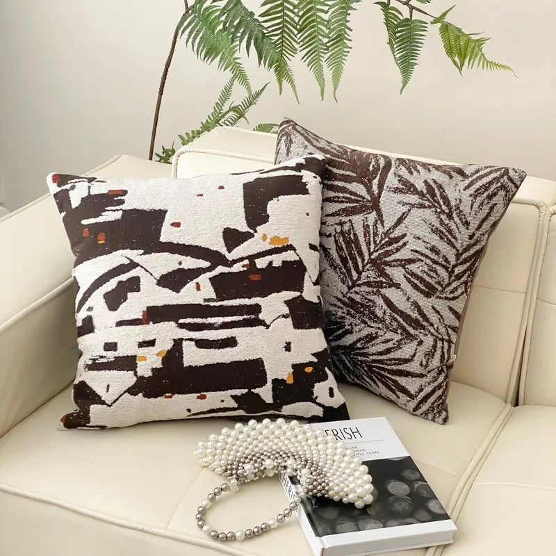 45X45CM Retro Jacquard Leaf Throw Pillow Cover – Light Luxury Decor - DSARD