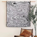 Elegant Black Water Ripple Throw Blanket – Woven Cotton Tapestry for Home & Travel - DSARD