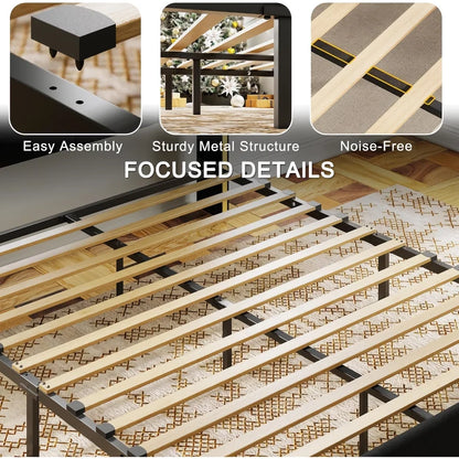 Upholstered Bed Frame with Charging Station and Storage Drawers - DSARD