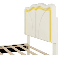 Twin Size Platform Bed with LED Light Strips and Adjustable Headboard - DSARD