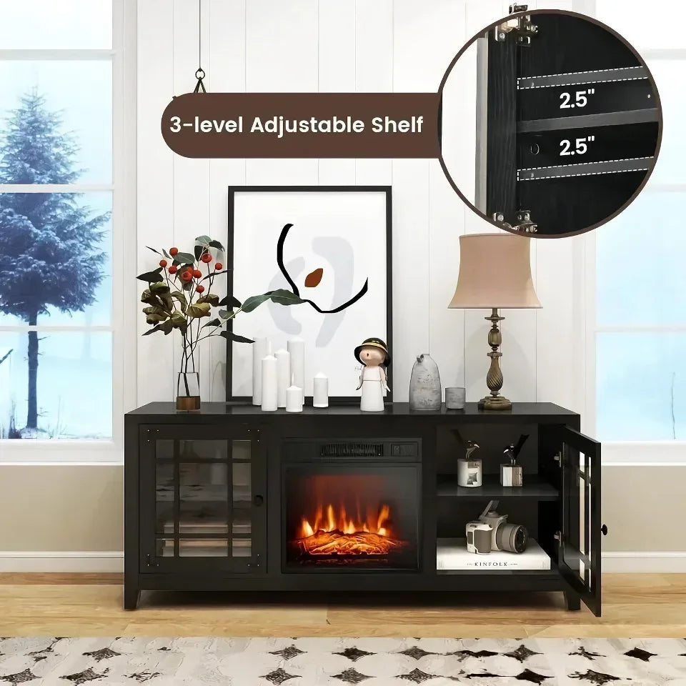65-Inch TV Stand with Built-in Electric Fireplace and Remote Control - DSARD - DSARD