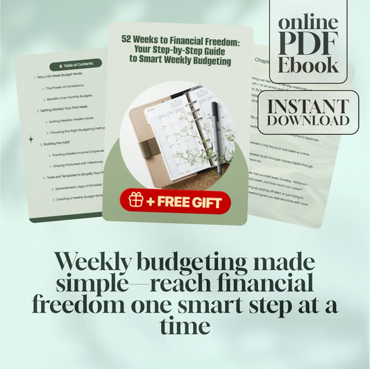 52 Weeks to Financial Freedom: Your Step-by-Step Guide to Smart Weekly Budgeting | 52 Week Budget eBook, Digital Download, Weekly Budget Planner PDF