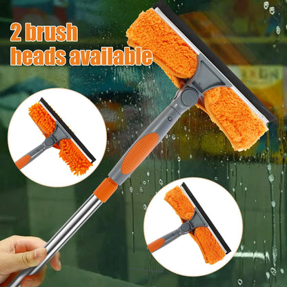 Window Squeegee Cleaner Kit with 13.78 FT Extension Pole - 2-in-1 Double-Sided Window Cleaning Tool