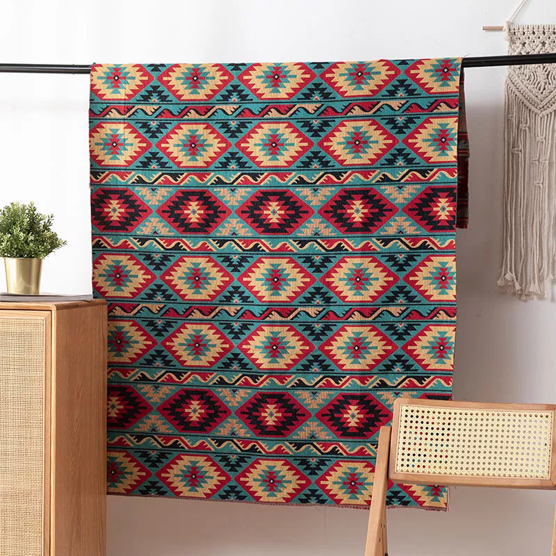 Boho Jacquard Fabric Cloth – Ethnic Style Curtain, Tablecloth & Sofa Cover (59x39in)