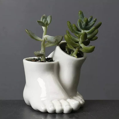 Creative Ceramic Feet Shape Flower Pot – Modern Decorative Vase for Home & Office