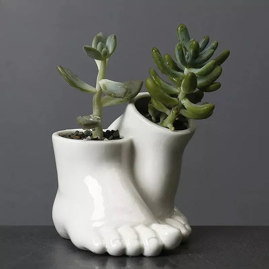 Creative Ceramic Feet Shape Flower Pot – Modern Decorative Vase for Home & Office