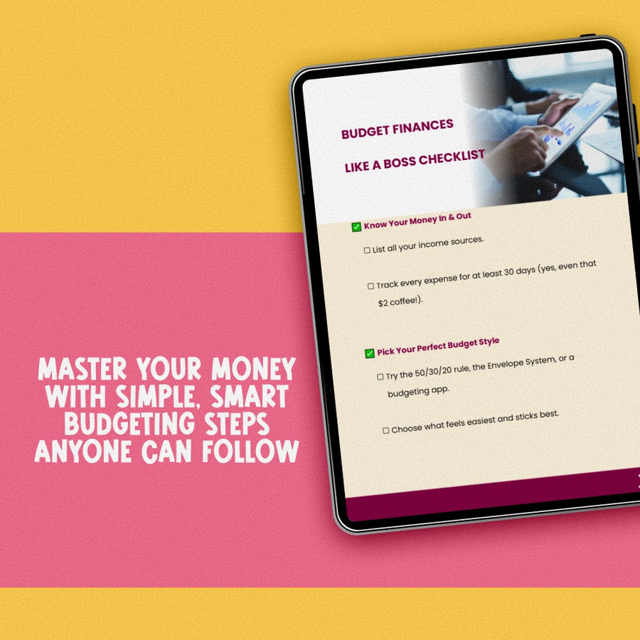 Budget Finances Like a Boss Checklist | How to Budget Your Finances | Printable Digital Budgeting Tool