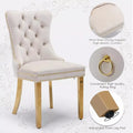 Velvet Dining Chairs Set of 2 – Gold Legs, Tufted Back, Pull Ring Design