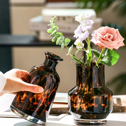 Luxury Leopard Glass Vase – Modern Crystal Tabletop Flower Decoration