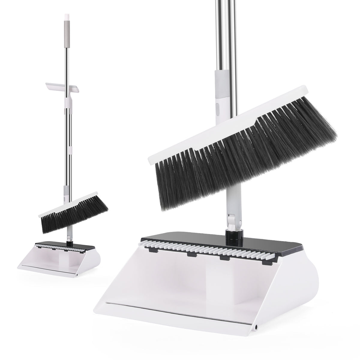 Long Handle Broom & Stand-Up Dustpan Set for Easy Floor Cleaning
