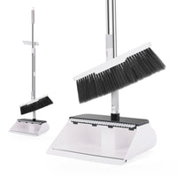 Long Handle Broom & Stand-Up Dustpan Set for Easy Floor Cleaning