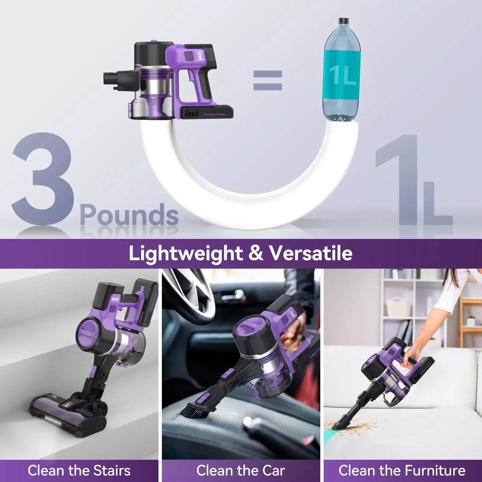 45Kpa Powerful Suction Cordless Vacuum Cleaner - 1.2L Dust Box, 2 Batteries for Floor, Carpet & Pet Hair - DSARD