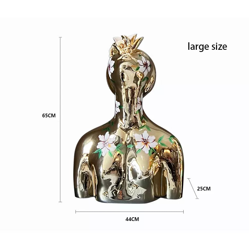 Creative Abstract Goddess Electroplated Painted Portrait Resin Sculpture for Home Decor