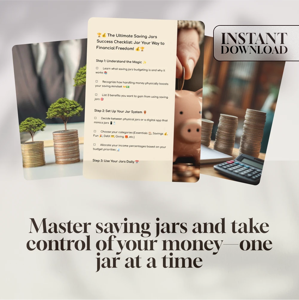 The Ultimate Saving Jars Success Checklist: Jar Your Way to Financial Freedom | Budgeting Checklist PDF | Saving Jars System | Financial Planning Guide