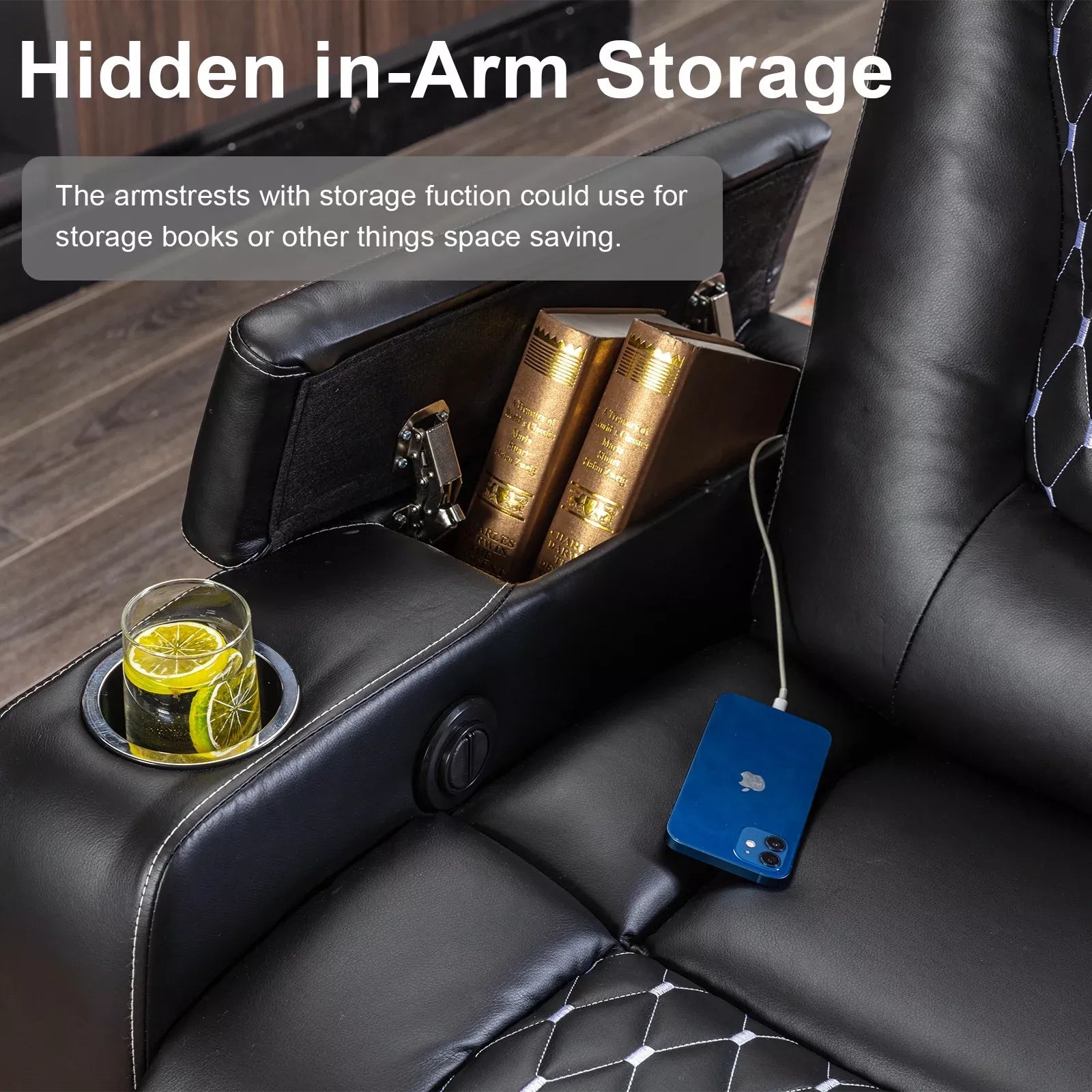 Power Recliner Chair with USB Ports, Cup Holders & Hidden Storage - DSARD