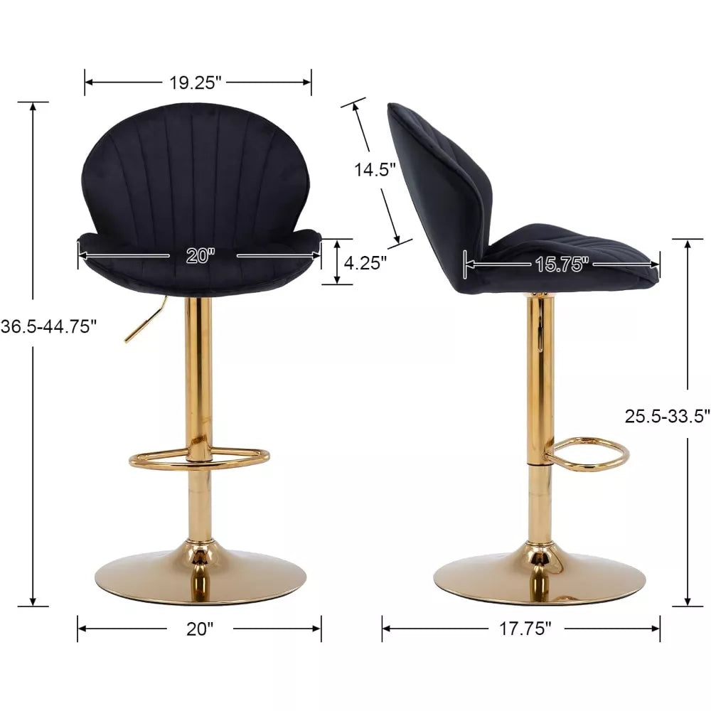 Modern Counter Height Swivel Bar Stools Set of 4 with Gold Base and Upholstered Back - DSARD