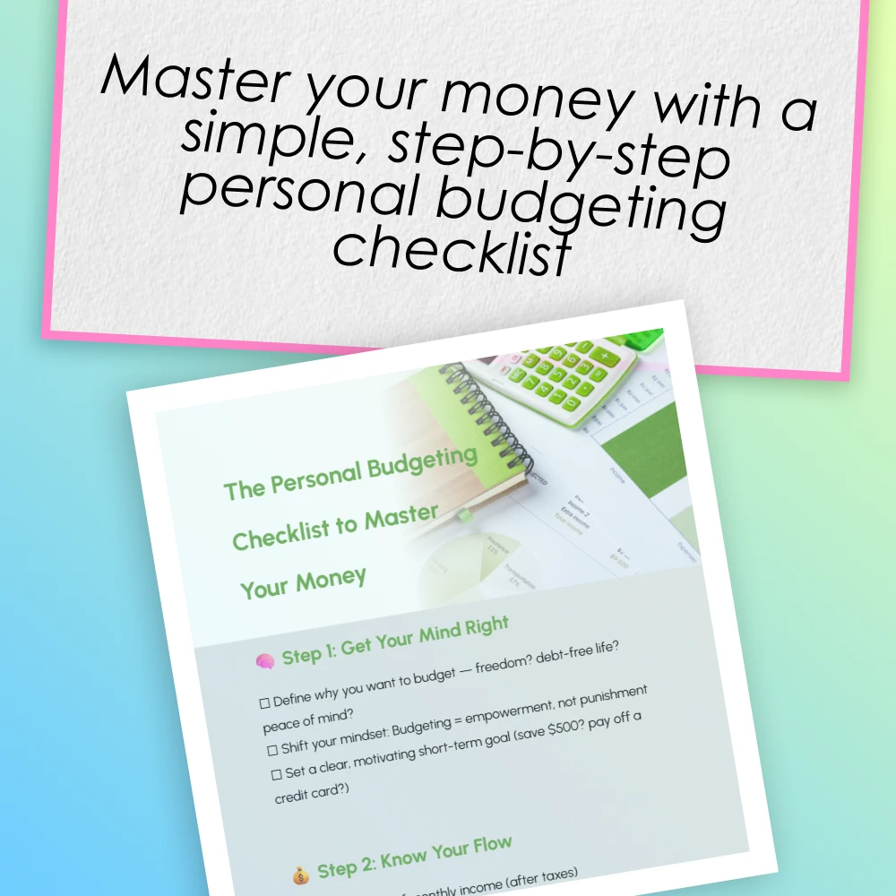The Personal Budgeting Checklist to Master Your Money | How to Make a Personal Budget | Instant Digital Download