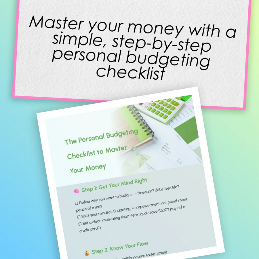 The Personal Budgeting Checklist to Master Your Money | How to Make a Personal Budget | Instant Digital Download