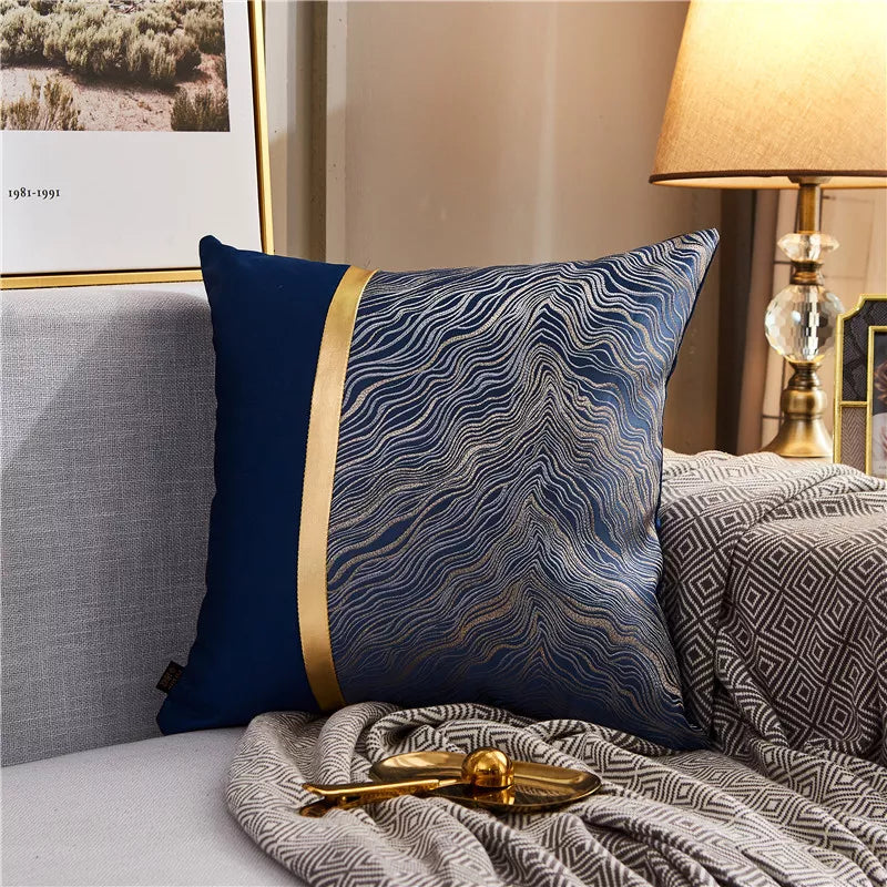 Luxury Gold Jacquard Throw Pillow Cover 18×18 – Elegant Textured Cushion Case