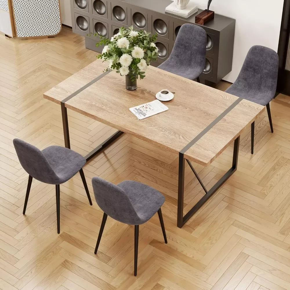55″ Modern Wood Dining Table for 4-6 with Metal Legs – Rectangular Kitchen Table - DSARD - DSARD