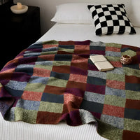 Cozy Retro Knitted Check Blanket – Soft Warm Bed & Sofa Throw - DSARD