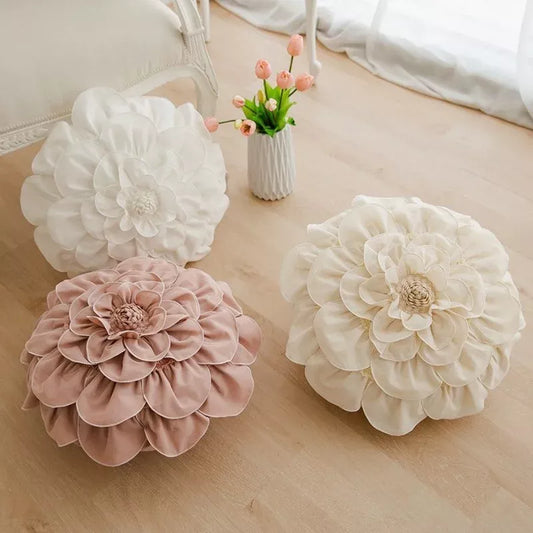 Pink 3D Flowers Pillows with Inner Core Home Decor White Flower Petal Cushions Sun Flower Room Decoration Throw Pillow 50x50cm