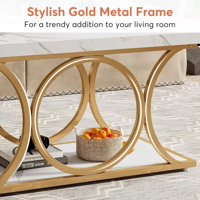 Coffee Table with Storage Shelf – Modern Living Room