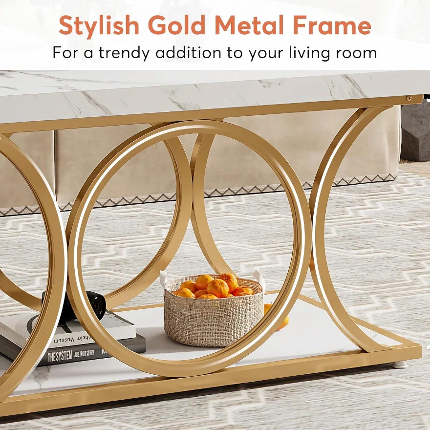 Coffee Table with Storage Shelf – Modern Living Room