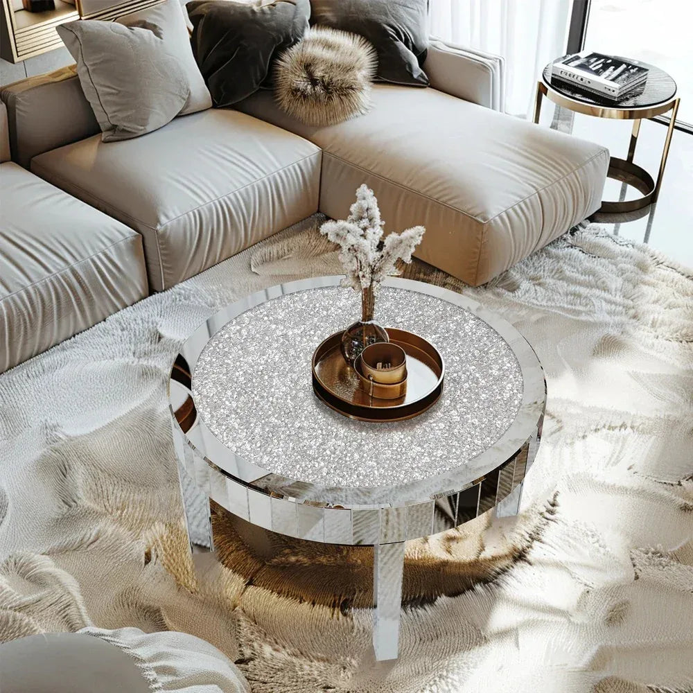 Elegant Mirrored Coffee Table with Crystal Inlay - DSARD - DSARD