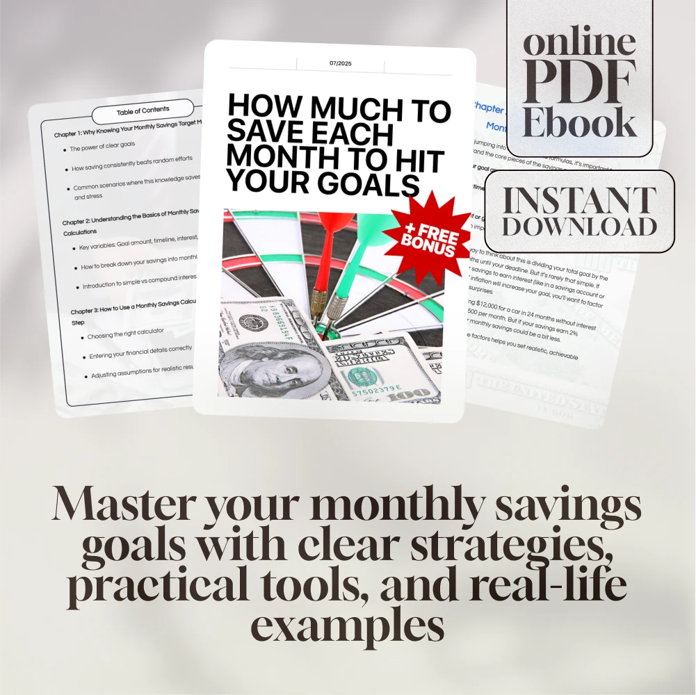 How Much to Save Each Month to Hit Your Goals | Monthly Savings Calculator Guide | Financial Planning eBook