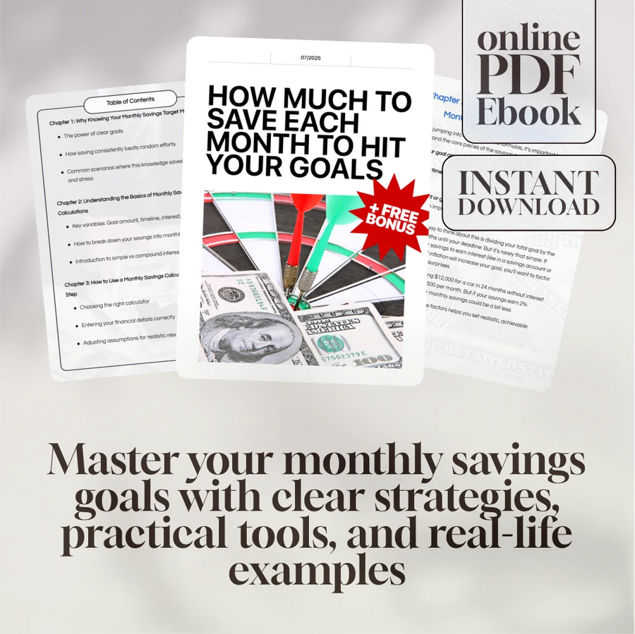 How Much to Save Each Month to Hit Your Goals | Monthly Savings Calculator Guide | Financial Planning eBook