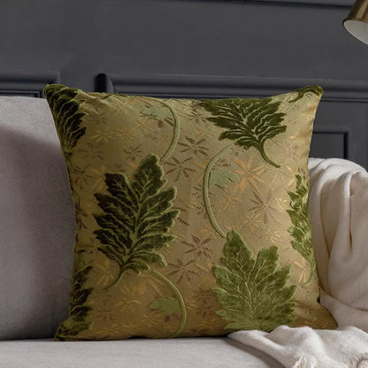 Luxury Embroidered Leaf Cushion Cover 18×18 Inch