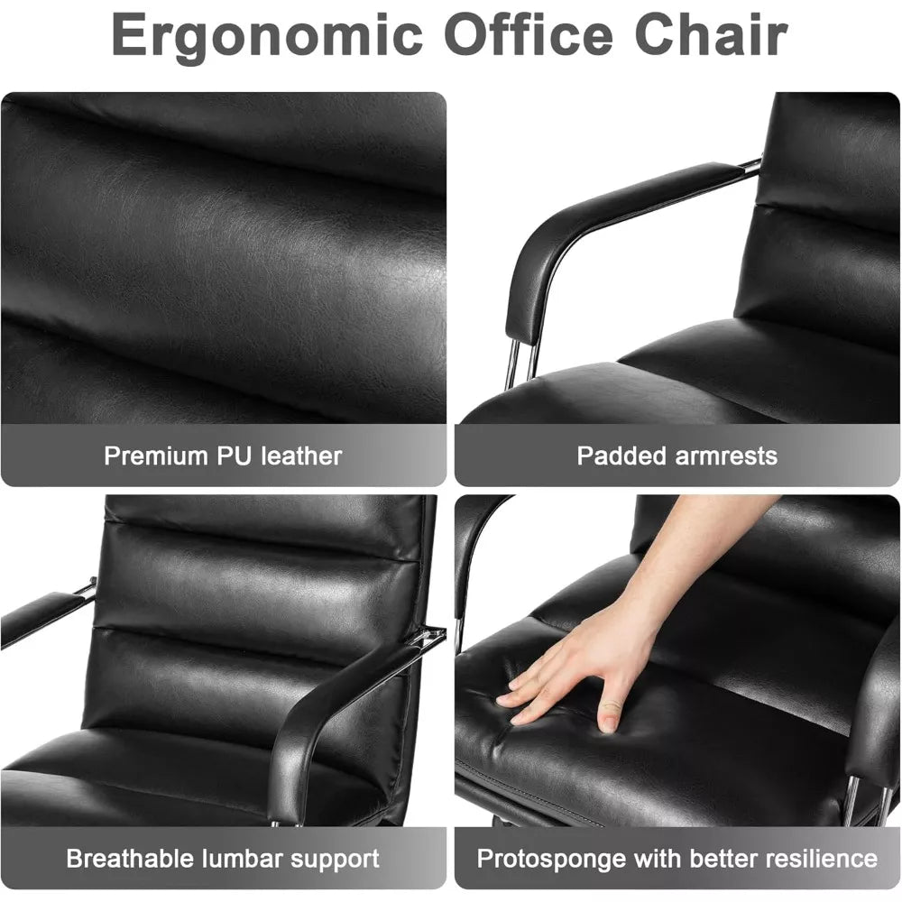 Modern Ergonomic Leather Office Chair with Reclining Backrest & Footrest - DSARD