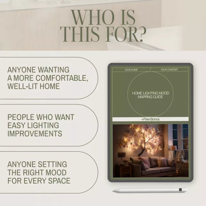 Home Lighting Mood Mapping Guide | Digital Download Checklist | Lighting Design eBook for Cozy, Warm, and Modern Home Ambiance