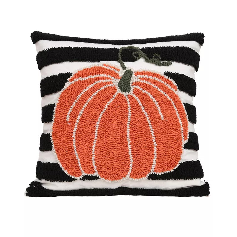 Geometric Tufted Pumpkin Throw Pillow Cover 18x18in – Autumn Harvest Accent Cushion