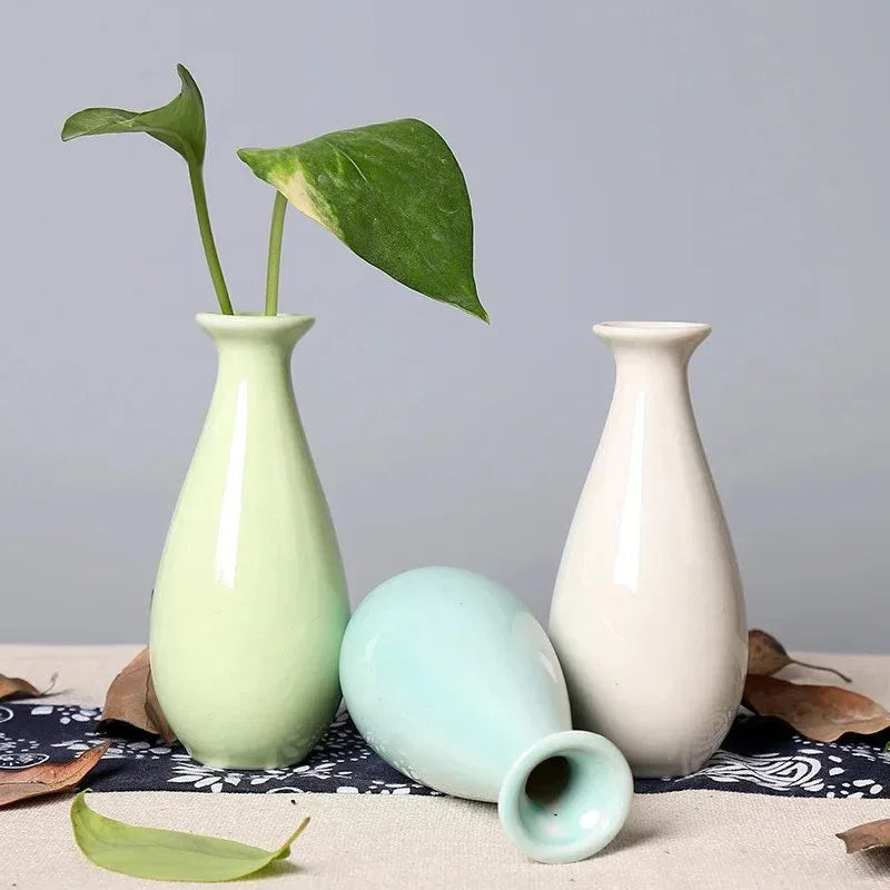 Ceramic Mini Desktop Vase – Cute Candy Color Hydroponic Flower Pot - DSARD