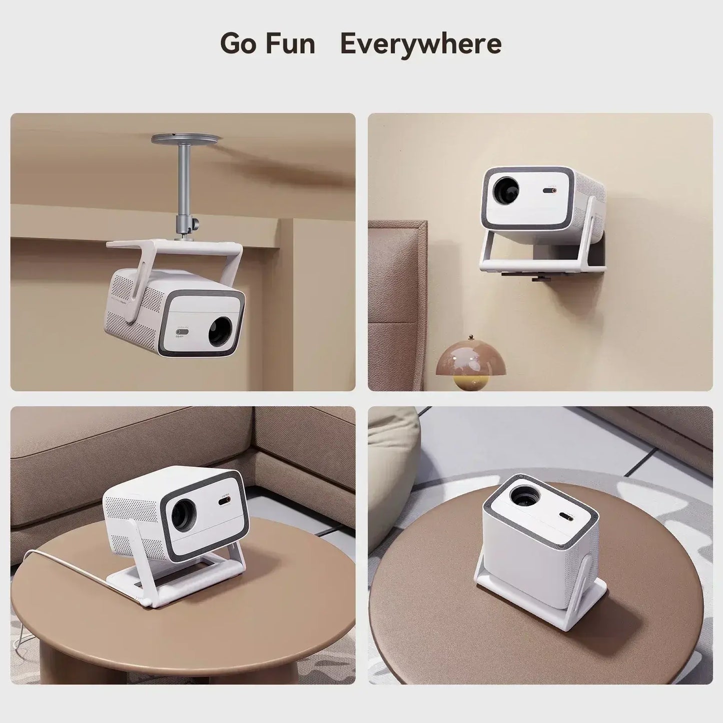 900 ANSI 4K Portable Projector with Android TV & Rotating Design - DSARD