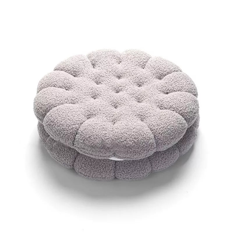 Round Sandwich Biscuit Sofa Pillow – Soft & Comfortable Cushion for Living Room or Bedroom