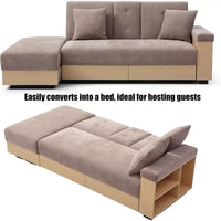 84.65″ Convertible Sofa Bed with Storage Ottoman & Adjustable Armrest - DSARD - DSARD