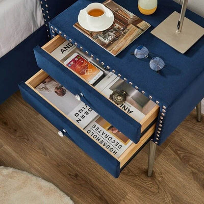 Luxury King-Sized Bed Set with Upholstered Headboard and Matching Nightstands