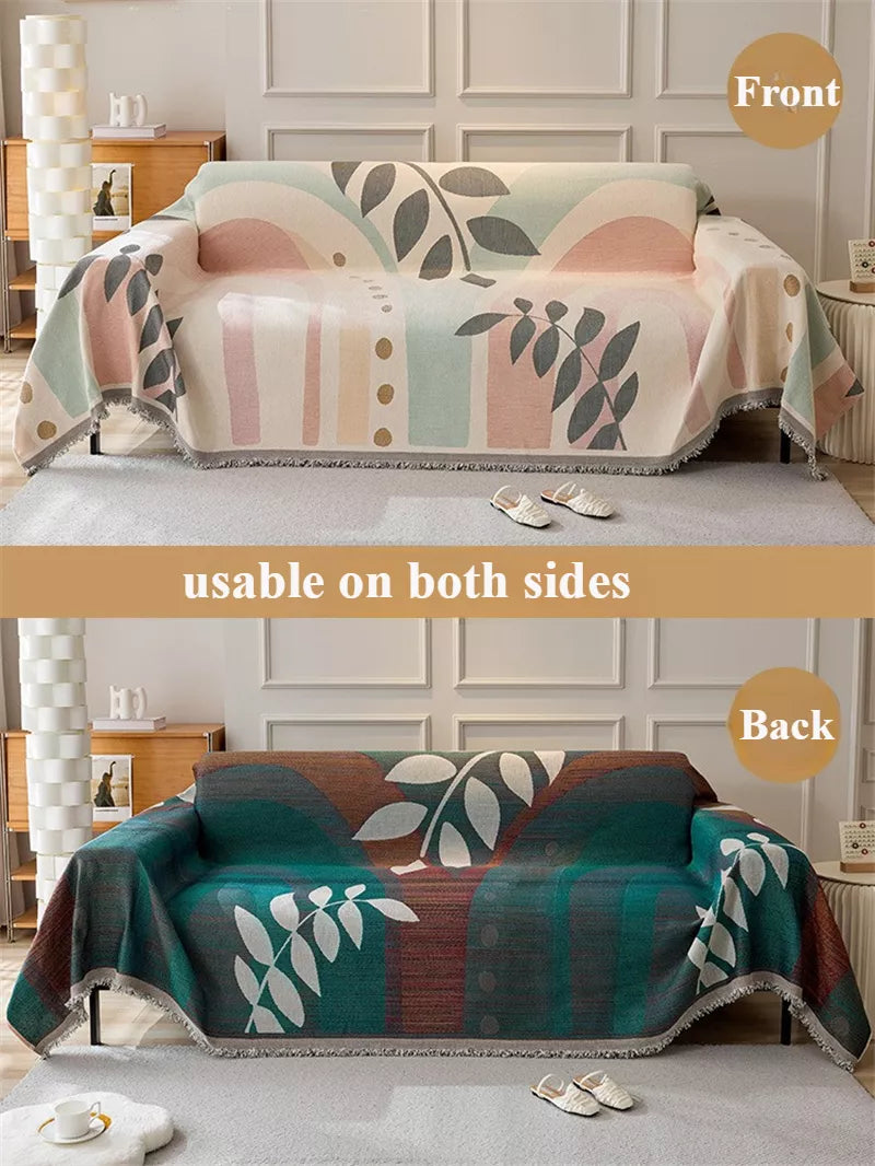 Double-Sided Chenille Floral Sofa Blanket – Breathable, Soft & Versatile Throw
