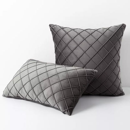 Set of 2 Velvet Pillow Covers Decorative Square Cushion Cases with Hidden Zipper