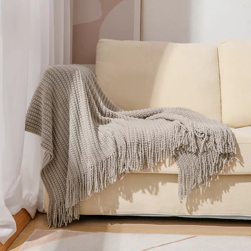 Nordic Knitted Throw Blanket for Sofa, Bed & Travel Comfort