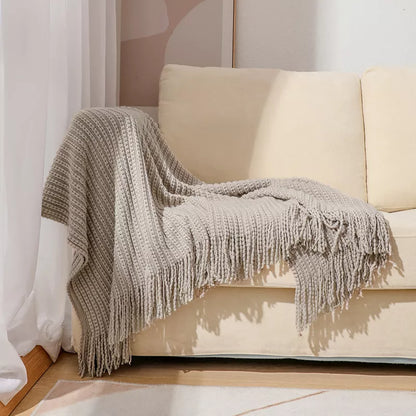 Nordic Knitted Throw Blanket for Sofa, Bed & Travel Comfort