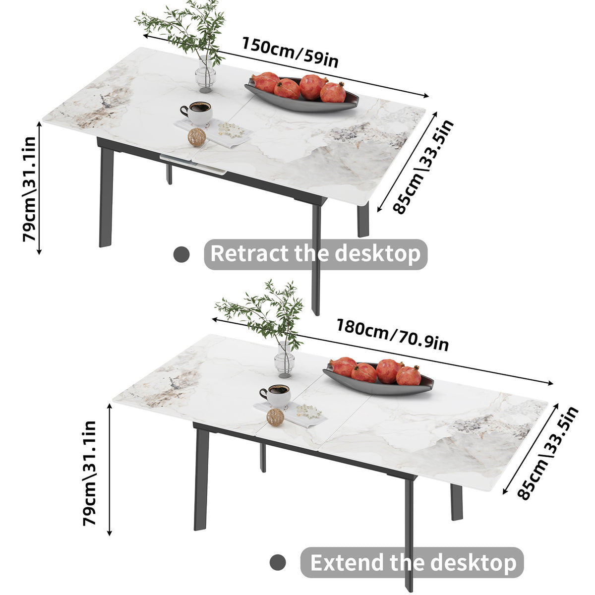 Rectangular Extendable Kitchen Dining Table - DSARD