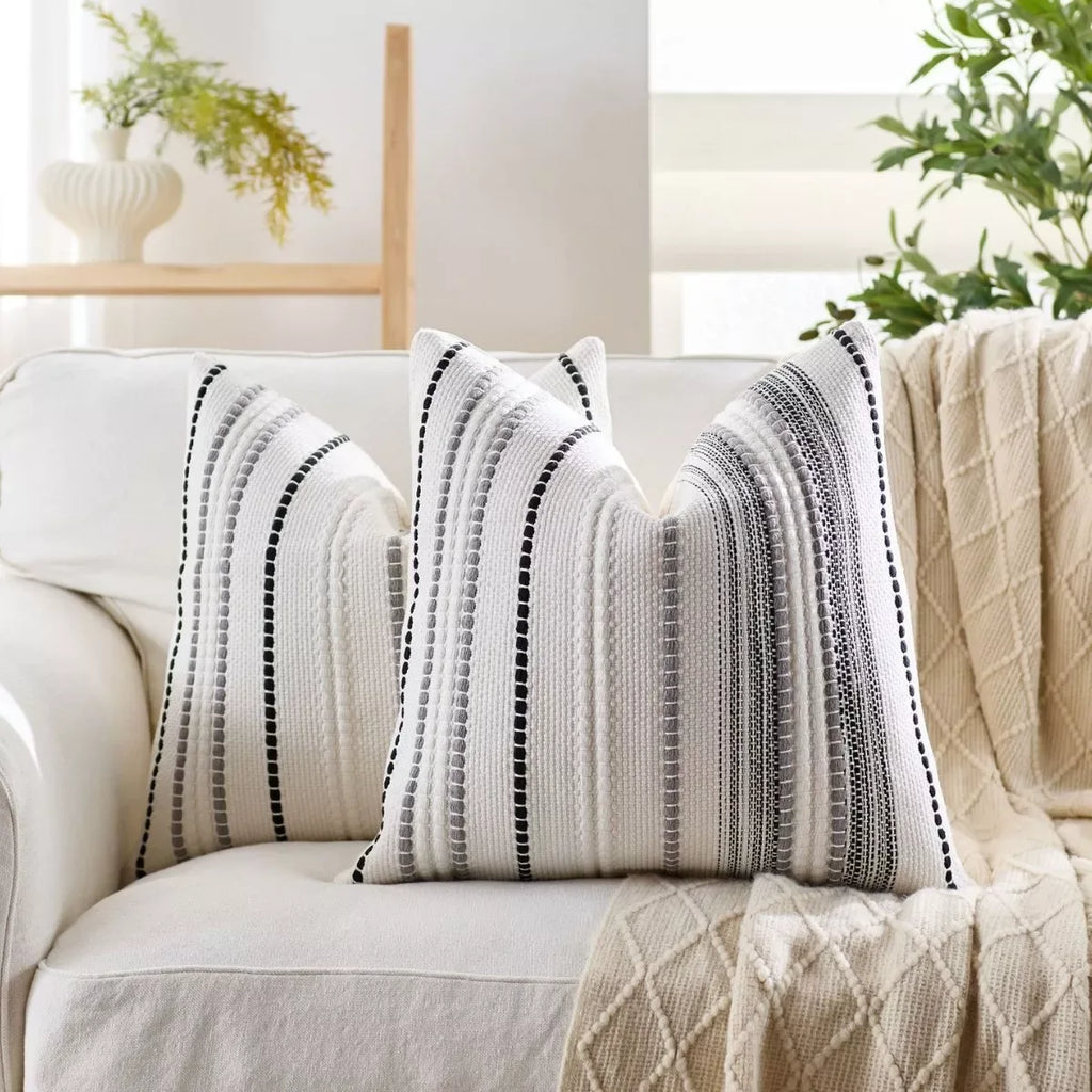45x45in Chenille Jacquard Stripe Pillowcase – Decorative Cushion Cover - DSARD