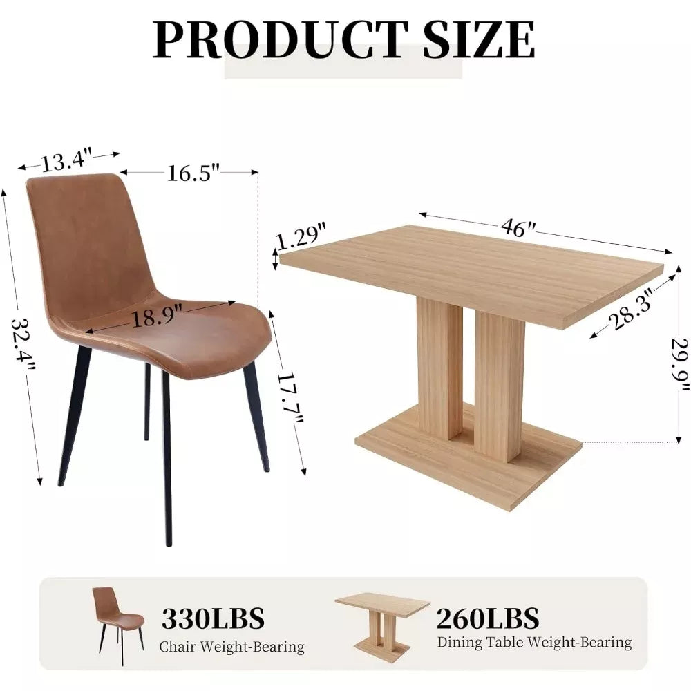 Modern 5-Piece Dining Table Set with PU Leather Chairs - DSARD