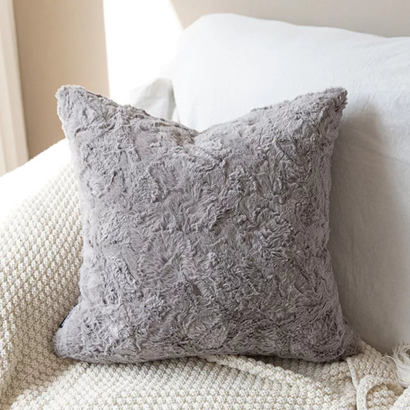 Rabbit Fur Warmth Winter Throw Pillowcase (45×45 cm)
