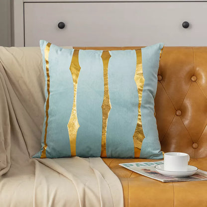 Luxury Gold Velvet Pillow Cover 18×18 – Soft Geometric Decorative Cushion