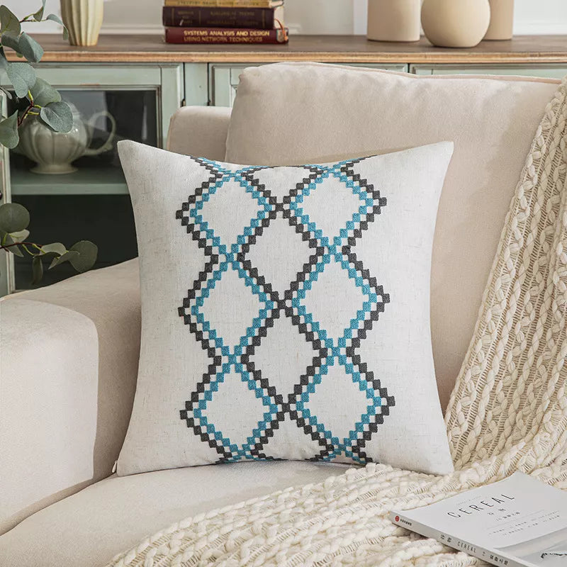 Set of 2 Boho Geometric Throw Pillow Covers 18×18 Inch Decorative Cushion Cases